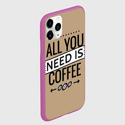 Чехол iPhone 11 Pro матовый All you need is coffee, цвет: 3D-фиолетовый — фото 2