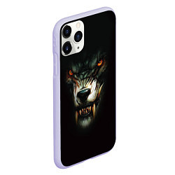 Чехол iPhone 11 Pro матовый Оскал волка, цвет: 3D-светло-сиреневый — фото 2