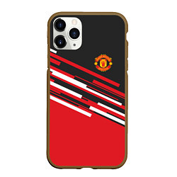 Чехол iPhone 11 Pro матовый Man UTD FC: Sport Line 2018, цвет: 3D-коричневый