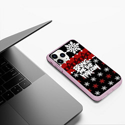 Чехол iPhone 11 Pro матовый Праздничный Bring Me the Horizon, цвет: 3D-розовый — фото 2