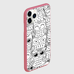 Чехол iPhone 11 Pro матовый Совушки: узор, цвет: 3D-малиновый — фото 2