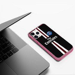 Чехол iPhone 11 Pro матовый PSG FC: Black 2018, цвет: 3D-малиновый — фото 2