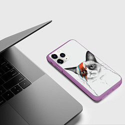 Чехол iPhone 11 Pro матовый David Bowie: Grumpy cat, цвет: 3D-фиолетовый — фото 2