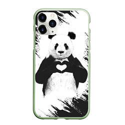 Чехол iPhone 11 Pro матовый Panda Love, цвет: 3D-салатовый