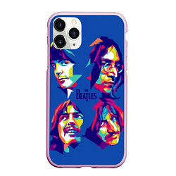 Чехол iPhone 11 Pro матовый The Beatles: Faces, цвет: 3D-розовый
