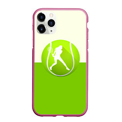 Чехол iPhone 11 Pro матовый Символ теннисиста, цвет: 3D-малиновый
