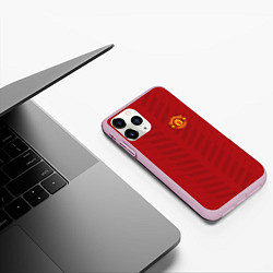 Чехол iPhone 11 Pro матовый Manchester United: Red Lines, цвет: 3D-розовый — фото 2