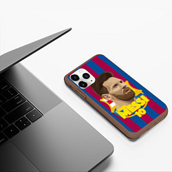 Чехол iPhone 11 Pro матовый FCB Lionel Messi, цвет: 3D-коричневый — фото 2