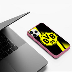 Чехол iPhone 11 Pro матовый FC Borussia Dortmund: Storm, цвет: 3D-малиновый — фото 2