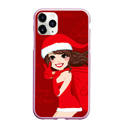 Чехол iPhone 11 Pro матовый Снегурочка с подарками, цвет: 3D-розовый