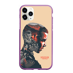 Чехол iPhone 11 Pro матовый Stranger Things, цвет: 3D-фиолетовый