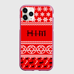 Чехол iPhone 11 Pro матовый Праздничный HIM, цвет: 3D-малиновый