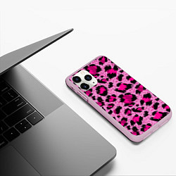 Чехол iPhone 11 Pro матовый Розовый леопард, цвет: 3D-розовый — фото 2