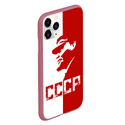 Чехол iPhone 11 Pro матовый Ленин СССР, цвет: 3D-малиновый — фото 2