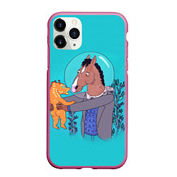 Чехол iPhone 11 Pro матовый BoJack, цвет: 3D-малиновый