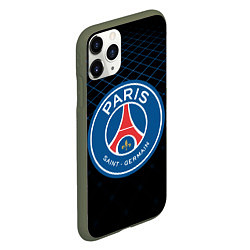 Чехол iPhone 11 Pro матовый FC PSG: Blue Lines, цвет: 3D-темно-зеленый — фото 2