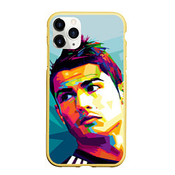Чехол iPhone 11 Pro матовый Cristiano Ronaldo Art, цвет: 3D-желтый