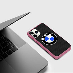 Чехол iPhone 11 Pro матовый BMW CARBON БМВ КАРБОН, цвет: 3D-малиновый — фото 2