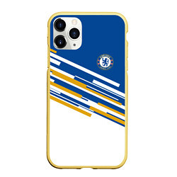 Чехол iPhone 11 Pro матовый FC Chelsea: Colour Line