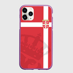Чехол iPhone 11 Pro матовый Сборная Сербии, цвет: 3D-фиолетовый