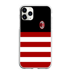 Чехол iPhone 11 Pro матовый АC Milan: R&W, цвет: 3D-белый