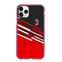 Чехол iPhone 11 Pro матовый АC Milan: R&G, цвет: 3D-малиновый