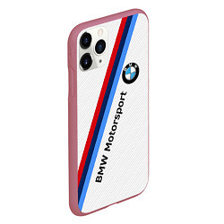 Чехол iPhone 11 Pro матовый BMW Motorsport: White Carbon, цвет: 3D-малиновый — фото 2