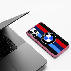 Чехол iPhone 11 Pro матовый BMW SPORT, цвет: 3D-малиновый — фото 2