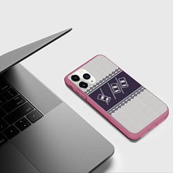 Чехол iPhone 11 Pro матовый Форсаж: Зимний узор, цвет: 3D-малиновый — фото 2