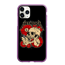 Чехол iPhone 11 Pro матовый Metallica Skull, цвет: 3D-фиолетовый