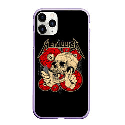 Чехол iPhone 11 Pro матовый Metallica Skull, цвет: 3D-светло-сиреневый