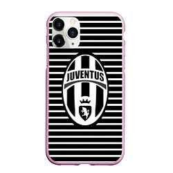 Чехол iPhone 11 Pro матовый FC Juventus: Black Lines, цвет: 3D-розовый