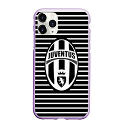 Чехол iPhone 11 Pro матовый FC Juventus: Black Lines, цвет: 3D-сиреневый
