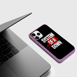 Чехол iPhone 11 Pro матовый System of a Down Blood, цвет: 3D-фиолетовый — фото 2