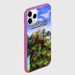 Чехол iPhone 11 Pro матовый Майнкрафт: Андрей, цвет: 3D-фиолетовый — фото 2