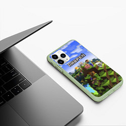 Чехол iPhone 11 Pro матовый Майнкрафт: Андрей, цвет: 3D-салатовый — фото 2
