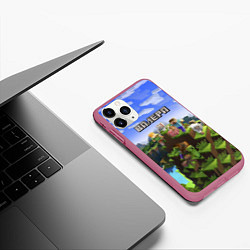 Чехол iPhone 11 Pro матовый Майнкрафт: Валера, цвет: 3D-малиновый — фото 2