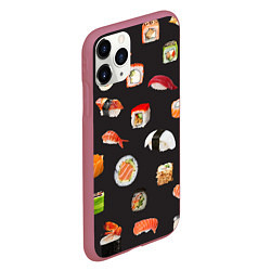 Чехол iPhone 11 Pro матовый Планета суши, цвет: 3D-малиновый — фото 2