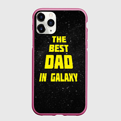 Чехол iPhone 11 Pro матовый The Best Dad in Galaxy, цвет: 3D-малиновый