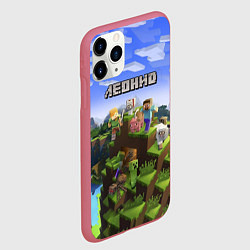 Чехол iPhone 11 Pro матовый Майнкрафт: Леонид, цвет: 3D-малиновый — фото 2