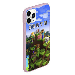 Чехол iPhone 11 Pro матовый Minecraft: Настя, цвет: 3D-розовый — фото 2