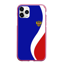 Чехол iPhone 11 Pro матовый Герб РФ Триколор, цвет: 3D-малиновый