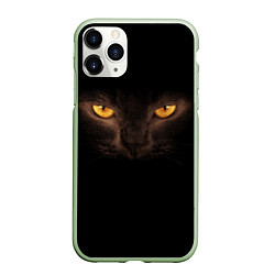 Чехол iPhone 11 Pro матовый Кошачий взгляд, цвет: 3D-салатовый