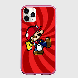 Чехол iPhone 11 Pro матовый Super Mario: Red Illusion, цвет: 3D-малиновый