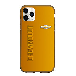 Чехол iPhone 11 Pro матовый Chevrolet желтый градиент, цвет: 3D-коричневый