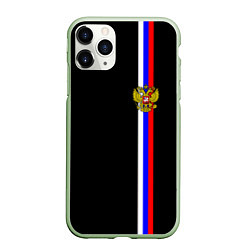 Чехол iPhone 11 Pro матовый Лента с гербом России, цвет: 3D-салатовый