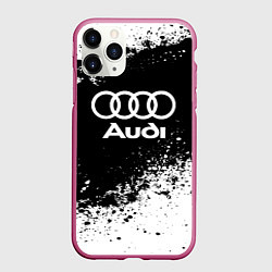 Чехол iPhone 11 Pro матовый Audi: Black Spray, цвет: 3D-малиновый