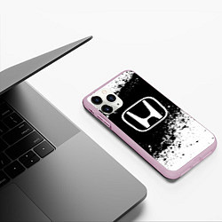 Чехол iPhone 11 Pro матовый Honda: Black Spray, цвет: 3D-розовый — фото 2