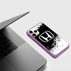 Чехол iPhone 11 Pro матовый Honda: Black Spray, цвет: 3D-фиолетовый — фото 2