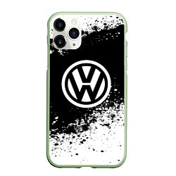 Чехол iPhone 11 Pro матовый Volkswagen: Black Spray, цвет: 3D-салатовый